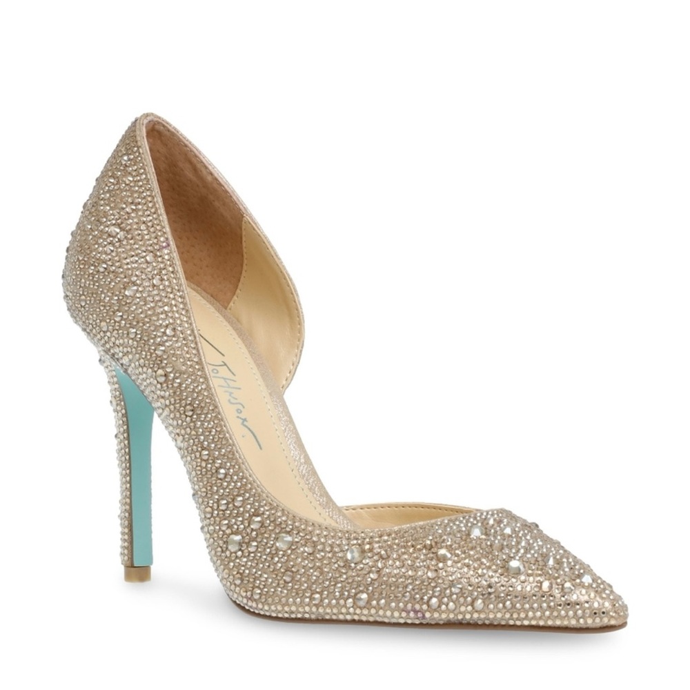 New Betsey Johnson. Rocky Pump. Rhinestone Pump. Gold Pump. Size 9.